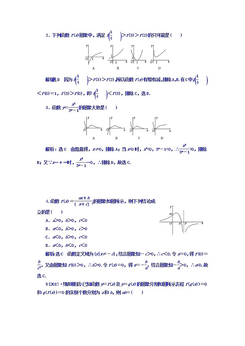 高中数学高考2018高考数学(理)大一轮复习习题:第二章 函数的概念与基本初等函数Ⅰ 课时达标检测(十一) 函数的图象及其应用 Word版含答案03