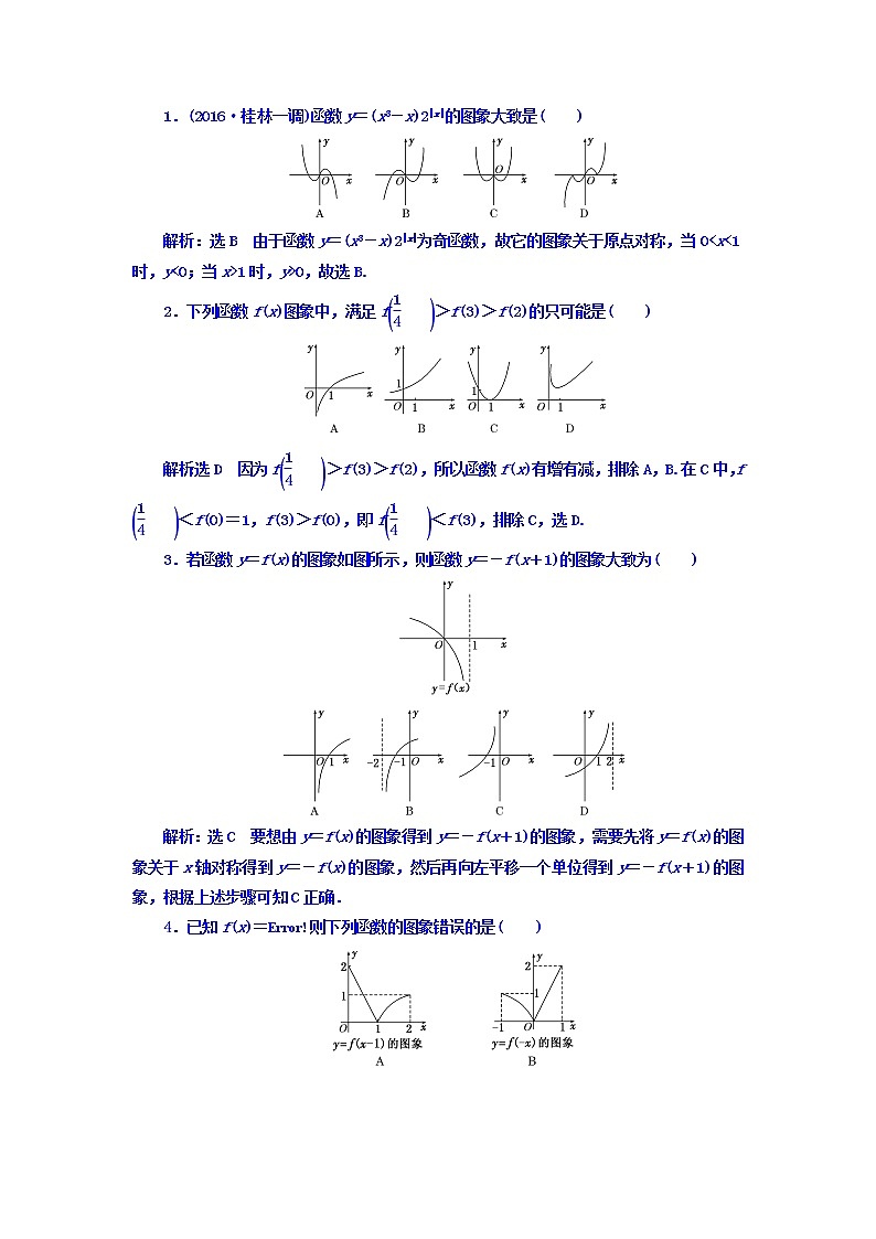 高中数学高考2018高考数学(文)大一轮复习习题 第二章 函数、导数及其应用 课时跟踪检测(七) 函数的图象 Word版含答案第2页
