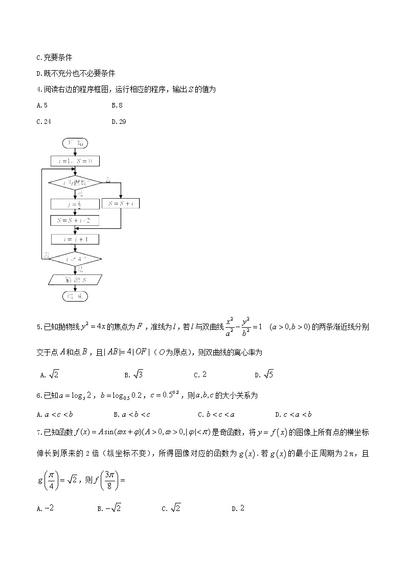 高中数学高考2019年普通高等学校招生全国统一考试理科数学（天津卷）（含答案）(1)02