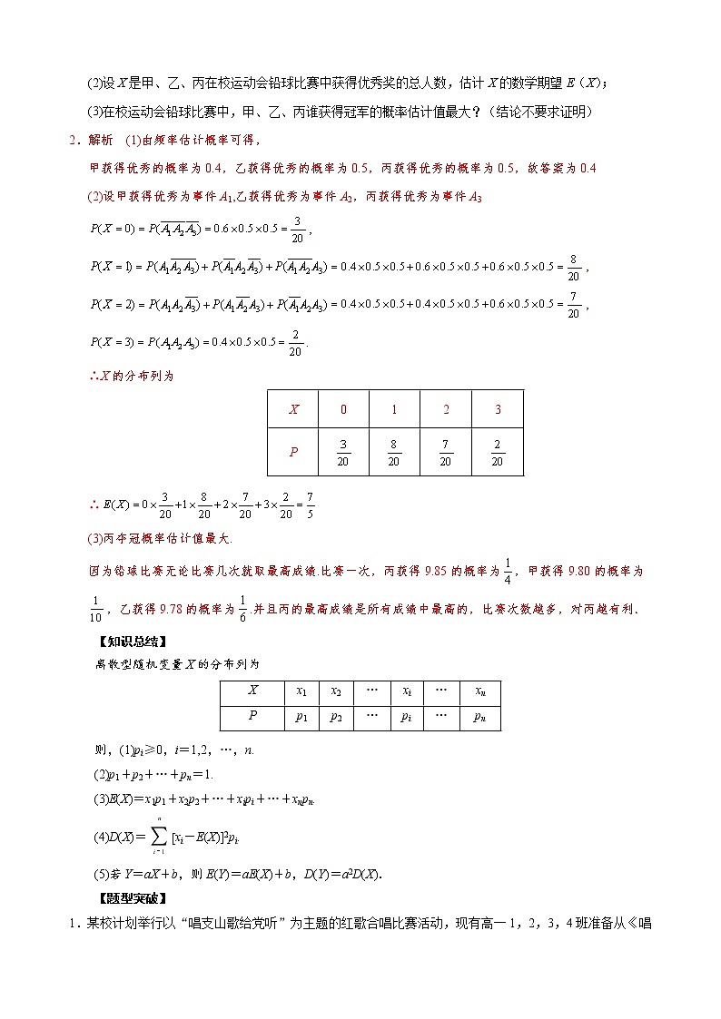 高考数学二轮复习专题35 分布列与期望及决策问题(教师版) 第2页