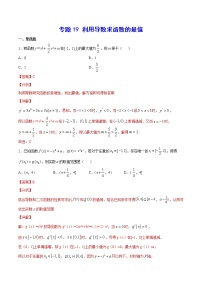 高中数学高考专题19 利用导数求函数的最值(解析版)