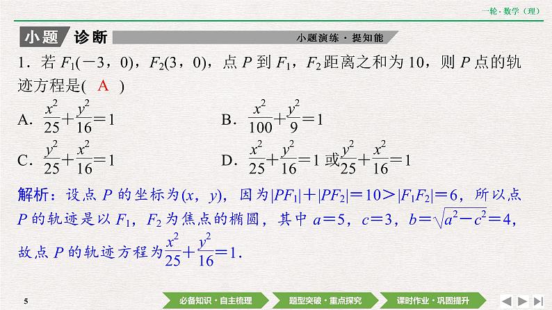 中考数学优化探究一轮复习(理数) 第8章 第5节 椭圆课件PPT05