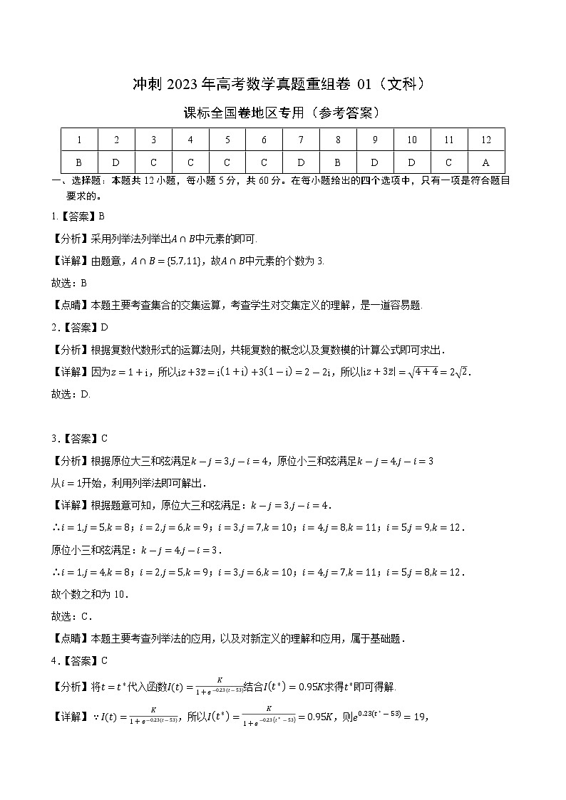 卷01(文科)——【备考2023】高考数学真题重组卷(参考答案)第1页