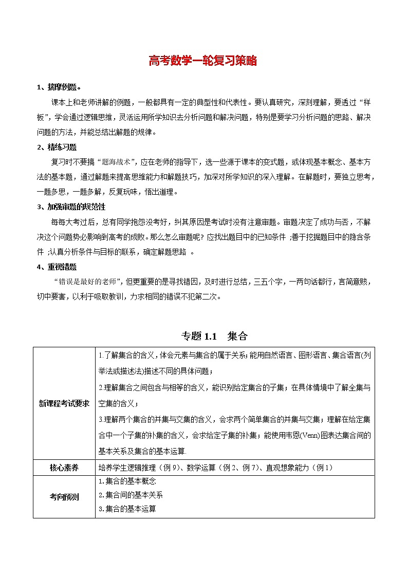 专题1.1 集合 (讲)教师版第1页