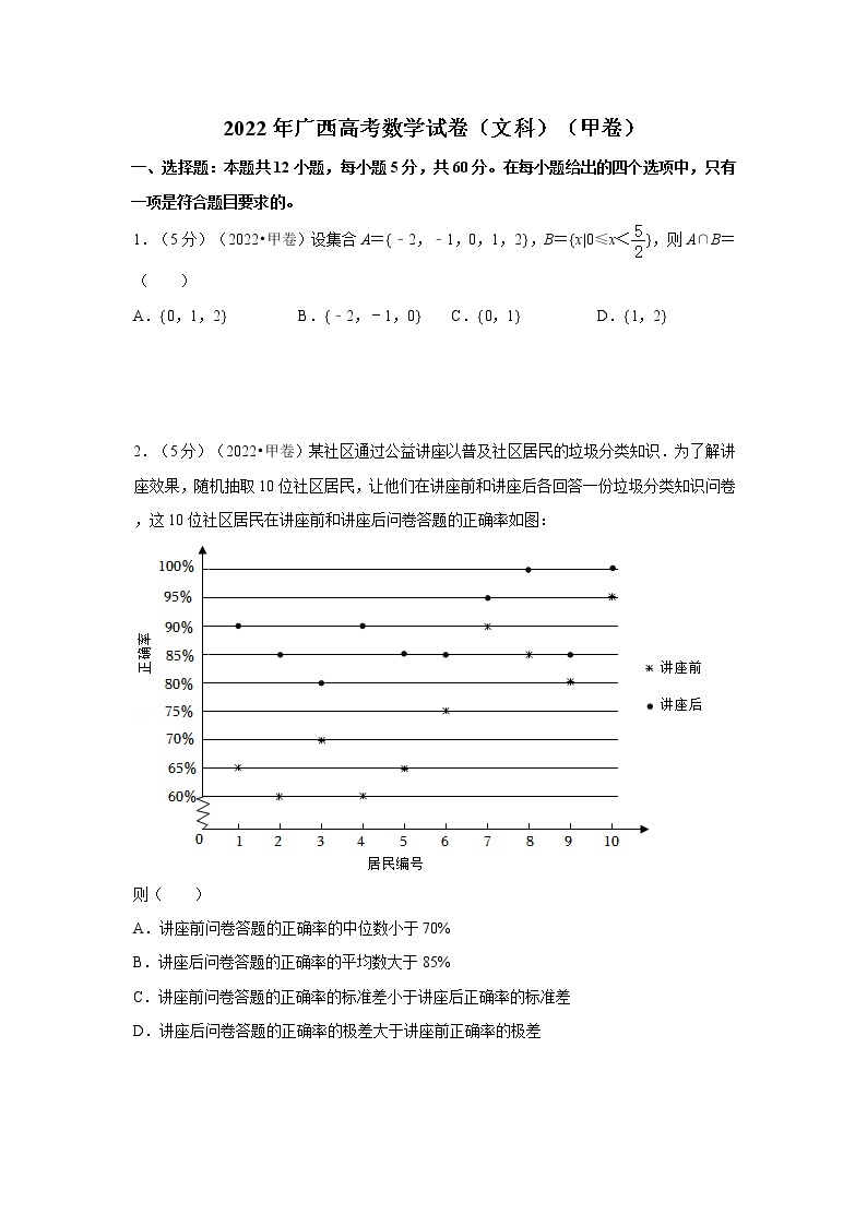 2022年广西高考数学试卷（文科）（甲卷）01