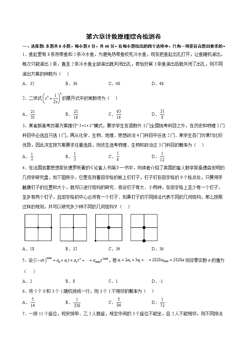 第六章计数原理综合检测卷-高二数学知识详解+模拟测试(人教A版选择性必修第三册)(原卷版)第1页