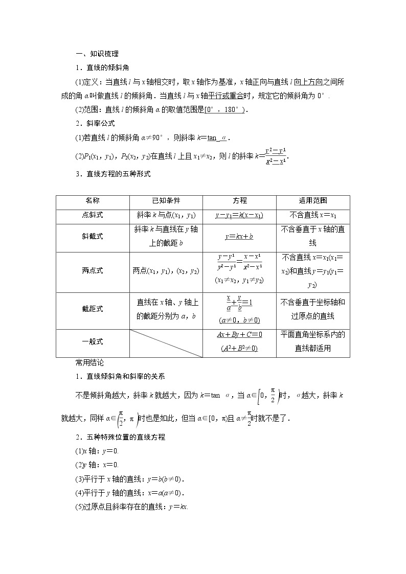 高考数学（理）一轮复习课件+讲义  第9章 第1讲　直线的倾斜角与斜率、直线的方程02