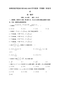 广东省深圳实验学校高中部2022-2023学年高一上学期第一阶段考数学试题及解析