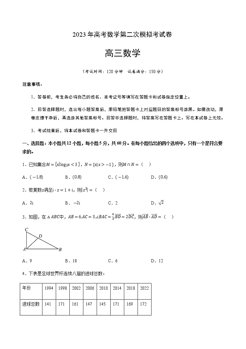 数学(全国乙卷文)(考试版)第1页