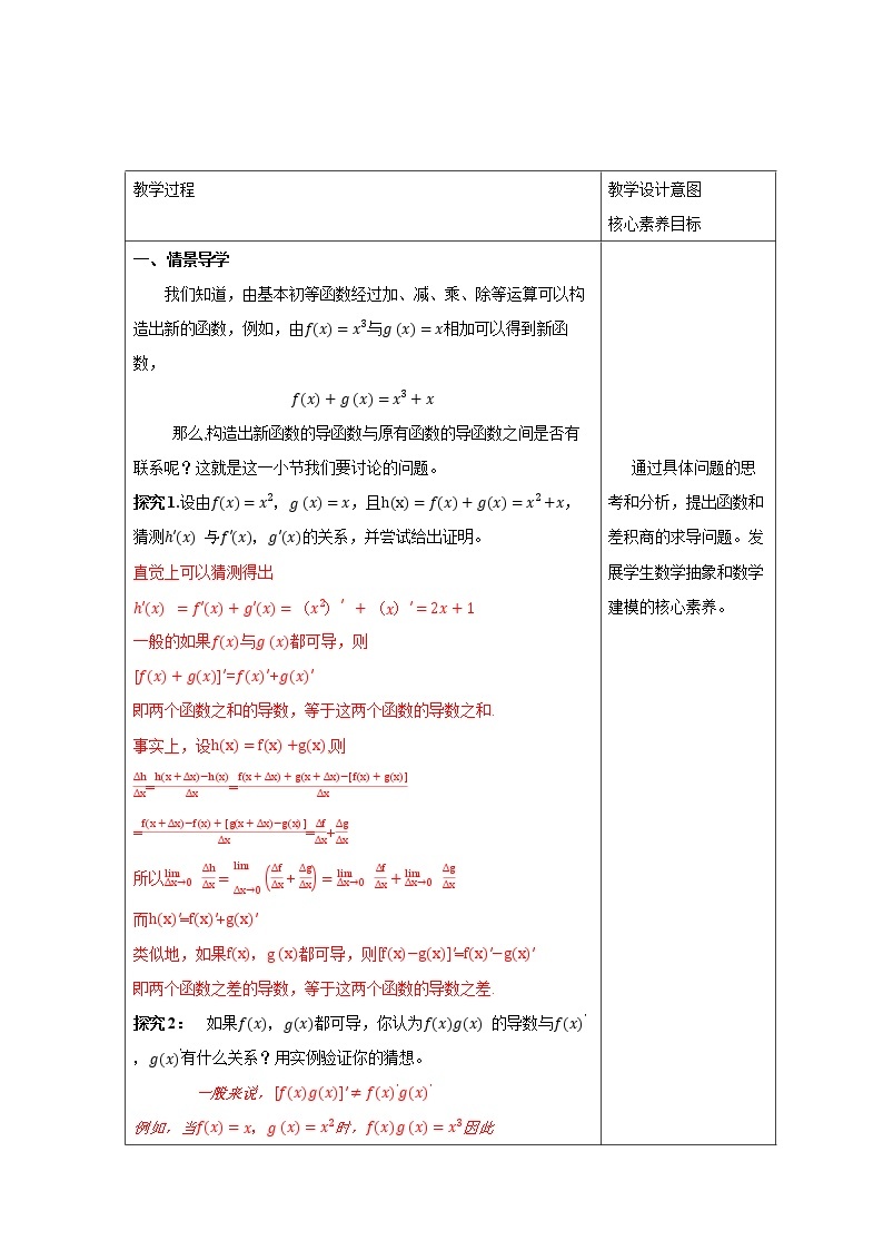 人教B版高二数学选择性必修第三册6.1.4《求导法则及其应用》课件+教案02