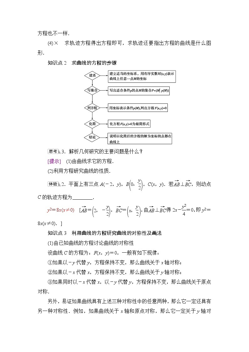 人教B版高中数学选择性必修第一册2.4《曲线与方程》学案第3页