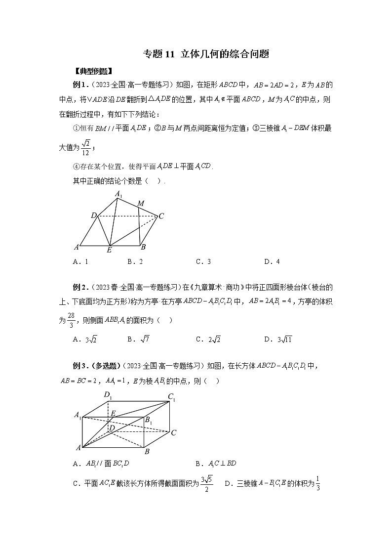 专题11 立体几何的综合问题(原卷版)第1页