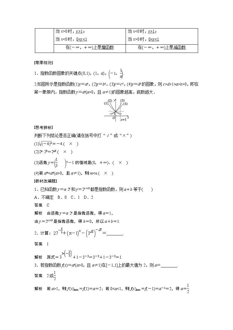 2024高考數(shù)學一輪復習講義（步步高版）第二章　§2.7　指數(shù)與指數(shù)函數(shù)第2頁