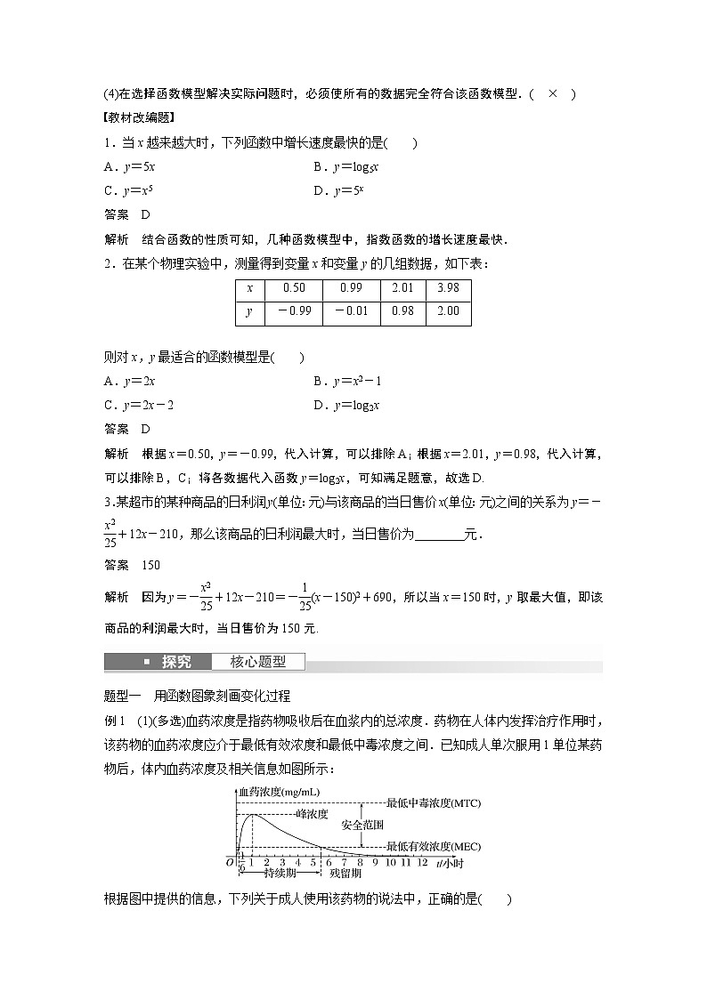 2024高考数学一轮复习讲义(步步高版)第二章 §2.12 函数模型的应用02