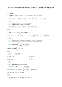 2021-2022学年福建省泉州市第九中学高一上学期期中考试数学试题含解析