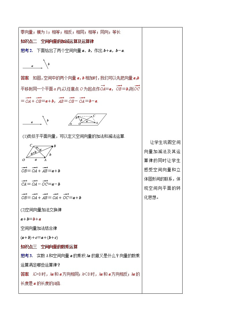 1.1 空间向量及其运算(教学设计)-人教A版高中数学选择性必修第一册第3页