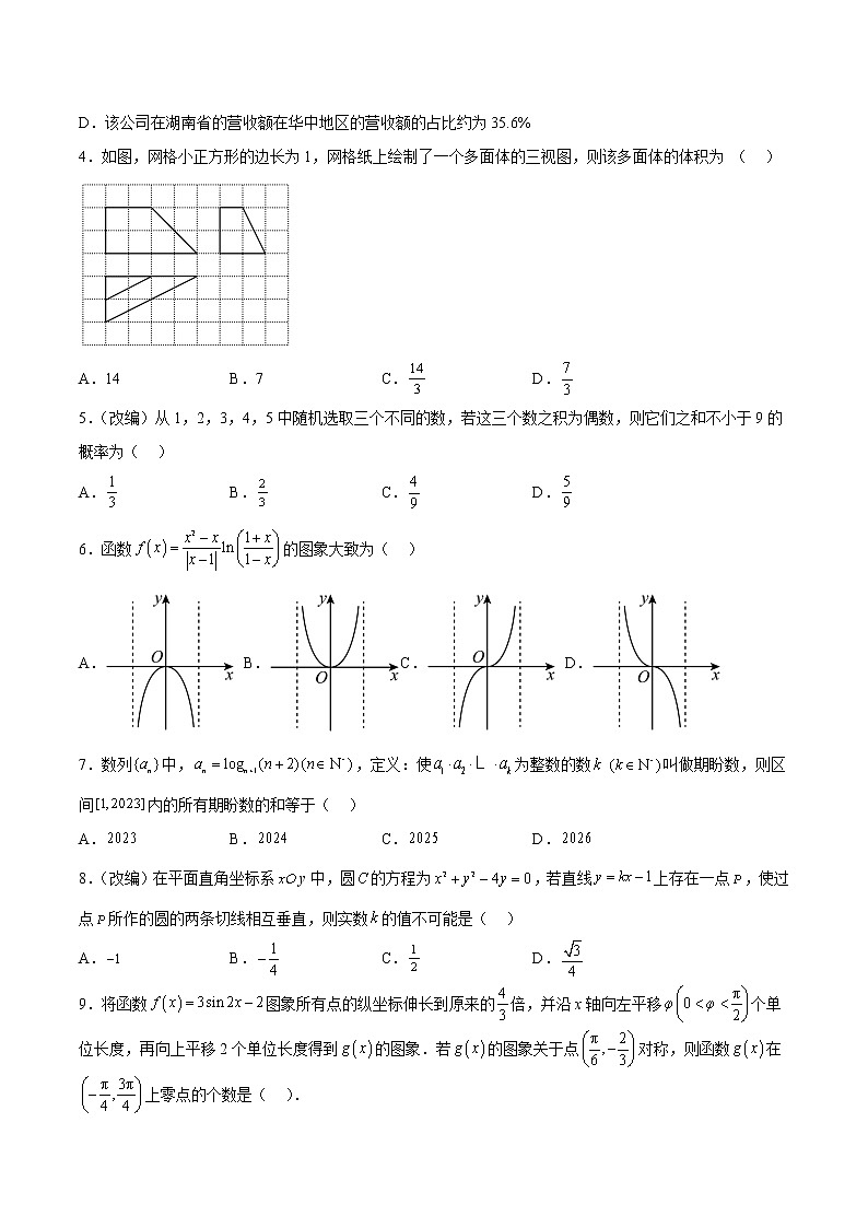 2023年高考考前押题密卷-数学(全国甲卷文科)(A4考试版)第2页