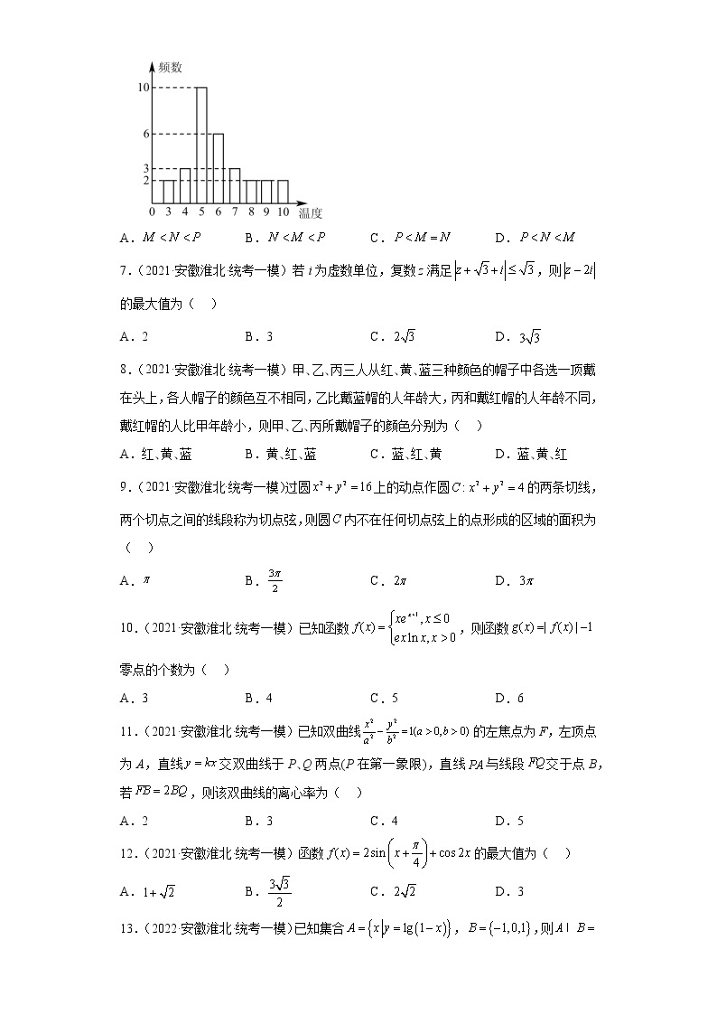 安徽省淮北市三年（2021届-2023届）高考数学模拟题（一模）按题型汇编02