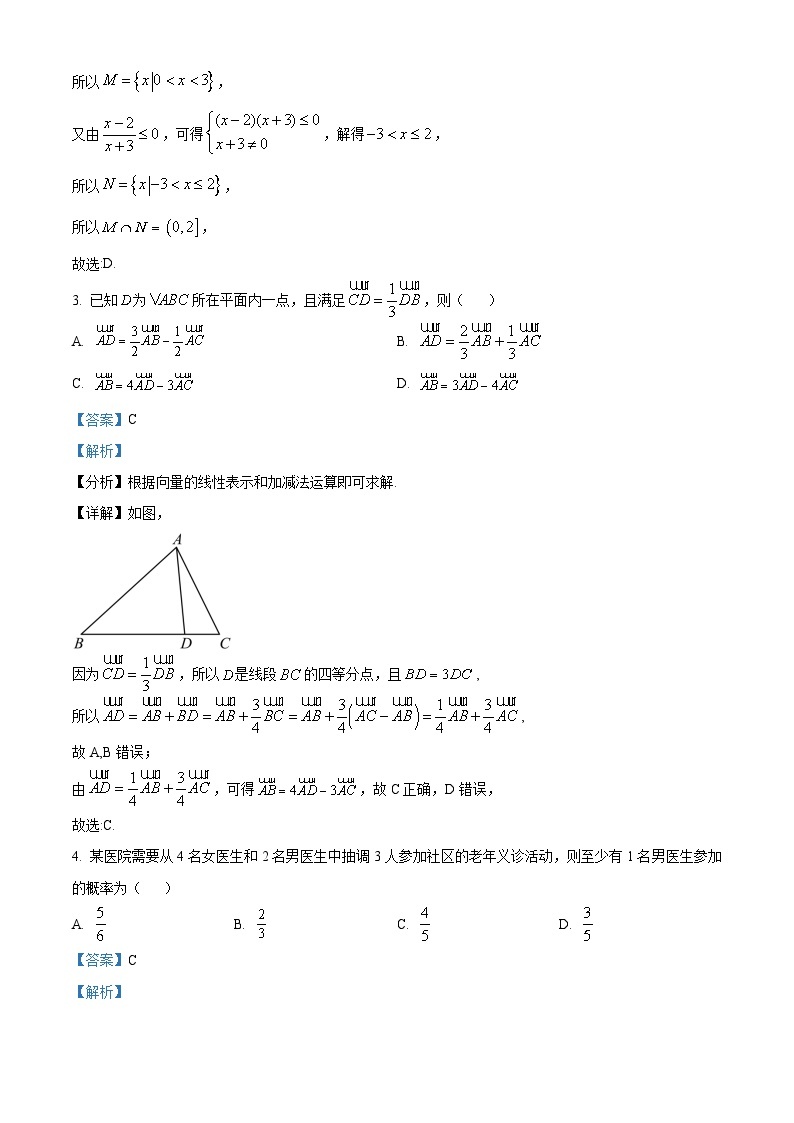 河北省2023届高三省级联测（四）数学试题（解析版）02