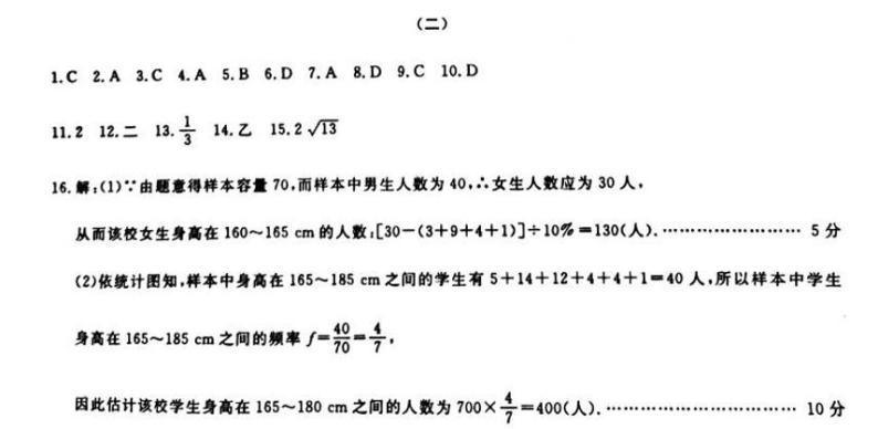 2020年湖南省普通高中学业水平合格性考试模拟信息卷（二） 数学试题 PDF版01
