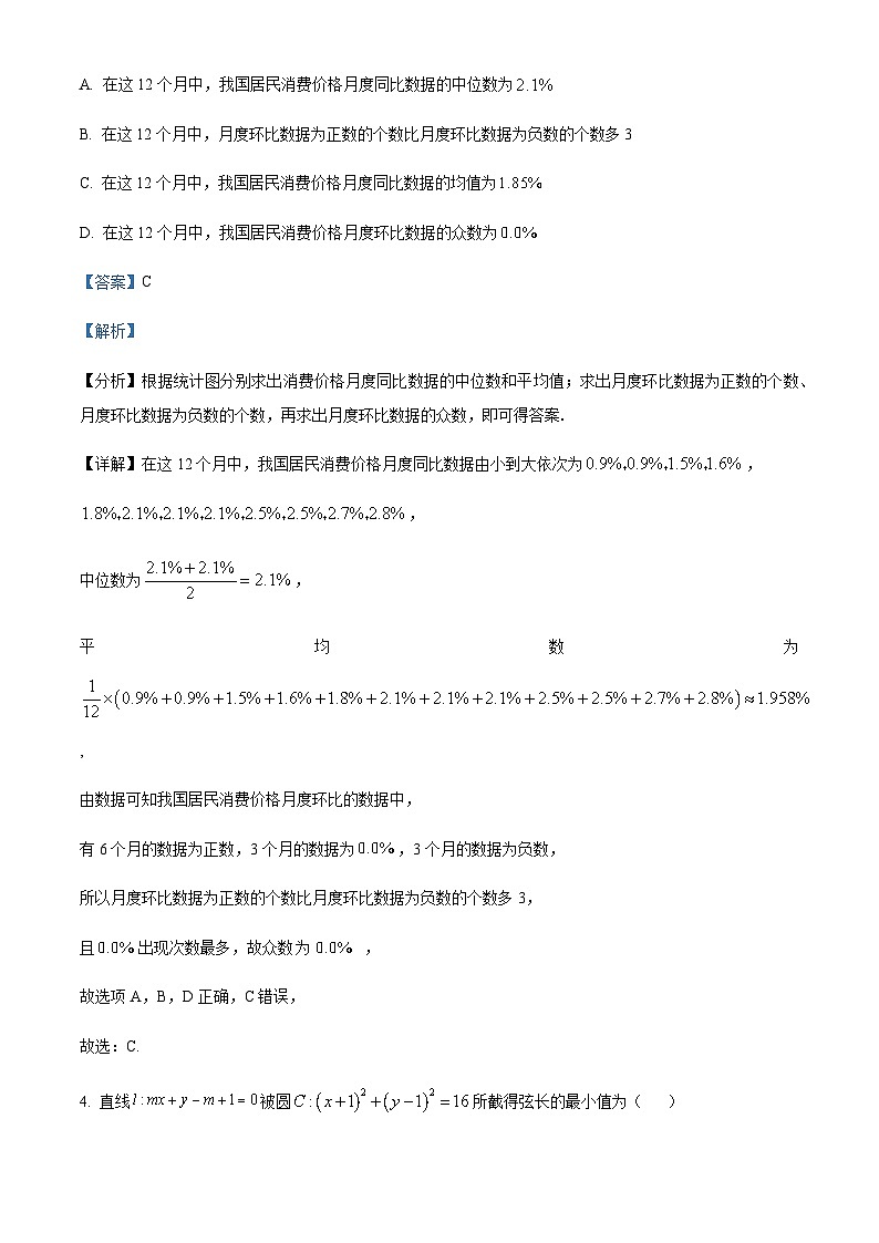 四川省成都市石室中学2023届高考适应性考试(一)文科数学试题 Word版含解析第3页