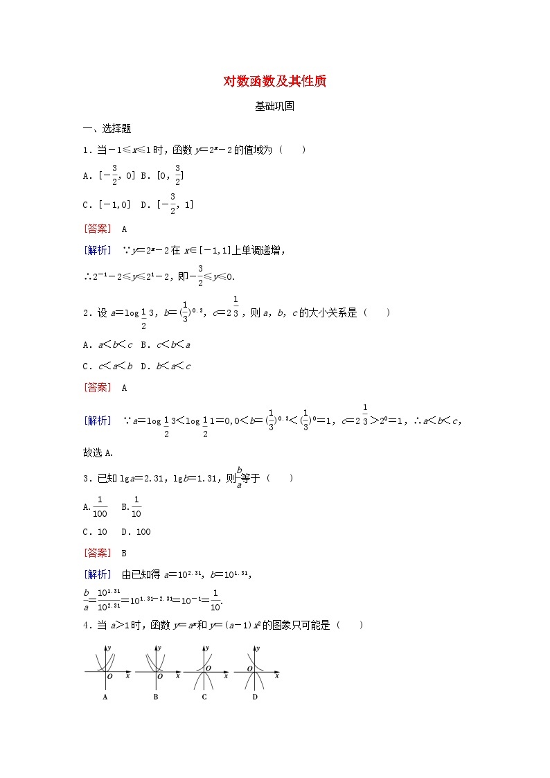 高中数学第二章基本初等函数I2.2对数函数及其性质5作业含解析新人教版必修01