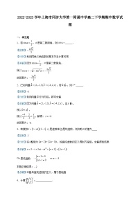 2022-2023學(xué)年上海市同濟(jì)大學(xué)第一附屬中學(xué)高二下學(xué)期期中數(shù)學(xué)試題含解析