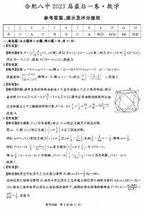 安徽省合肥市第八中學2023屆高三下學期最后一卷數(shù)學答案和解析