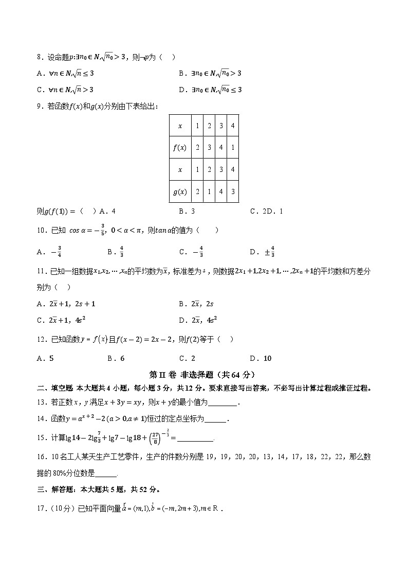 2023年辽宁省普通高中学业水平合格性考试数学押题卷(一)02