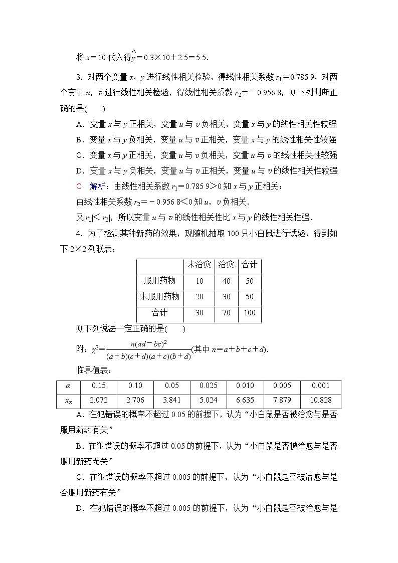 高考数学一轮复习课时质量评价55成对数据的统计分析含答案 试卷02