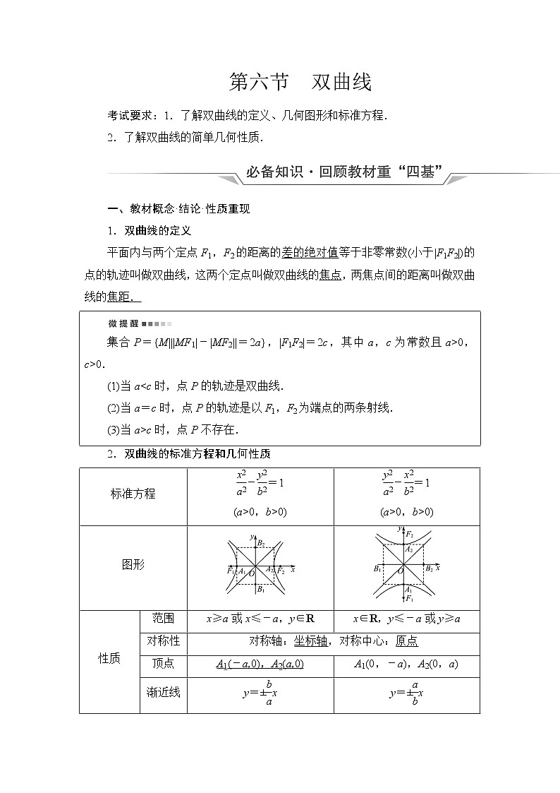 高考数学一轮复习第8章第6节双曲线学案第1页