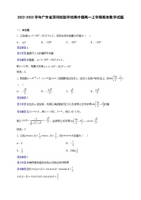 2022-2023学年广东省深圳实验学校高中部高一上学期期末数学试题（解析版）