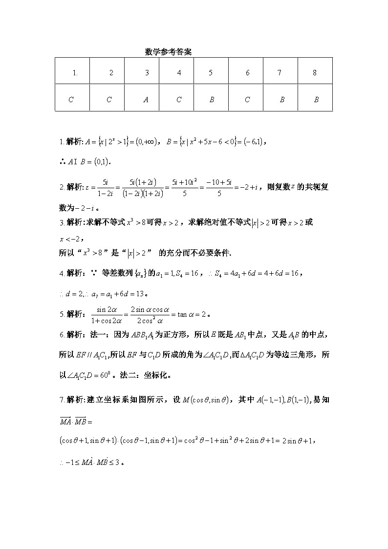 数学参考答案第1页