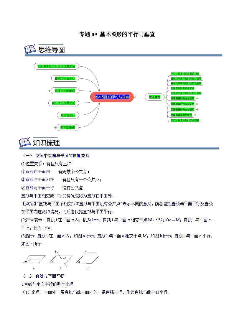 专题09 基本图形的平行与垂直——2022-2023学年高一数学下学期期末知识点精讲+训练学案+期末模拟卷(苏教版2019必修第二册)01