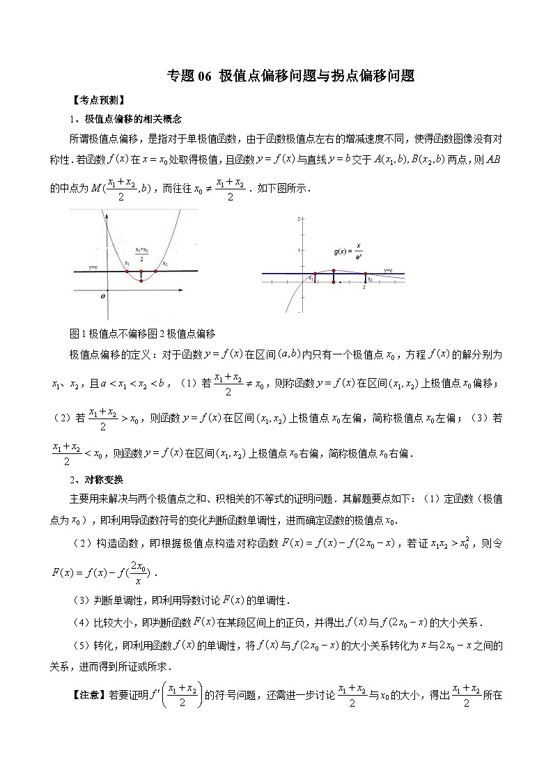 专题06 极值点偏移问题与拐点偏移问题(原卷版)第1页