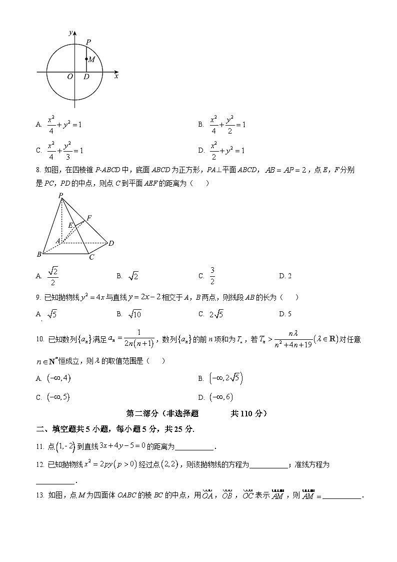 2023北京通州高二(上)期末数学(教师版) 试卷02