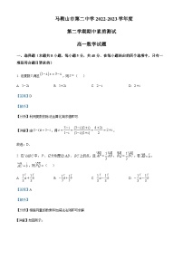 2022-2023學(xué)年安徽省馬鞍山市第二中學(xué)高一下學(xué)期期中素質(zhì)測試數(shù)學(xué)試題含解析