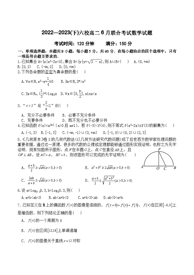 辽宁省六校协作体2022-2023学年高二下学期6月联考数学试卷Word版含答案01
