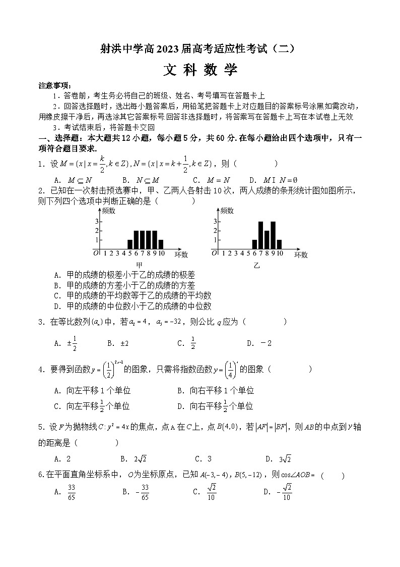 四川省射洪中学高2023届高考数学(文)适应性考试(二)试题(Word版附答案)第1页