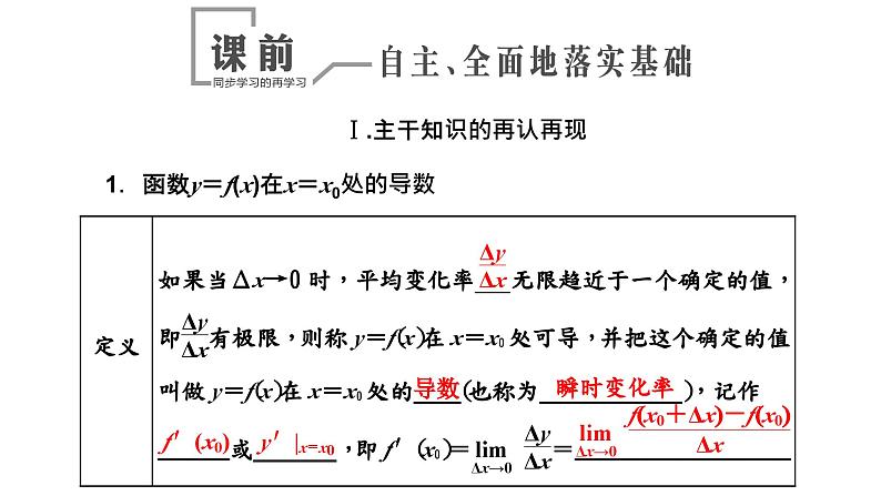 2024年新高考数学一轮复习 第三章 第一节 导数的概念及其意义、导数的运算 试卷课件04