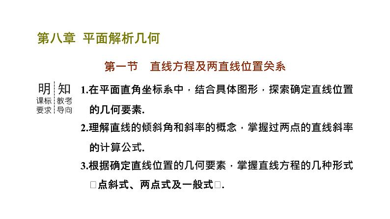 2024年新高考数学一轮复习 第八章 第一节 直线方程及两直线位置关系 试卷课件03