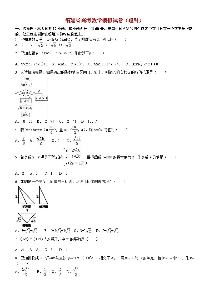 福建省高考数学模拟试卷与解析(理科)01