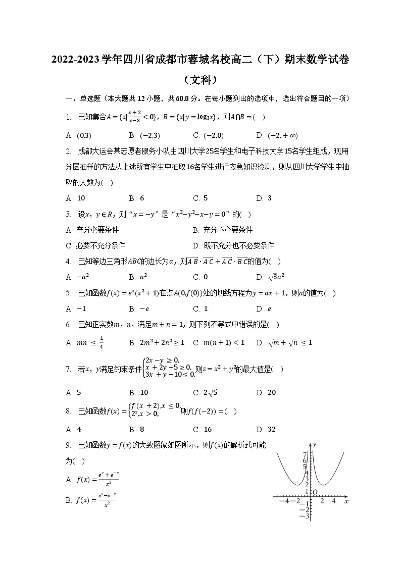 2022-2023学年四川省成都市蓉城名校高二（下）期末数学试卷（文科）（含解析）01
