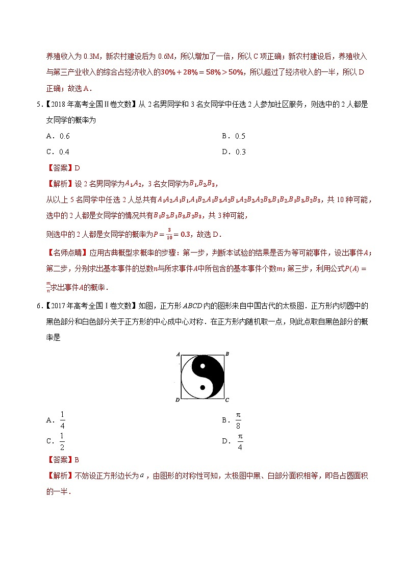 艺术生高考数学真题演练 专题14 概率与统计(选择题、填空题)(教师版)第3页