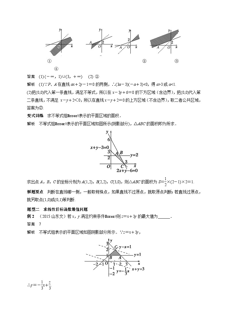 艺术生高考数学专题讲义:考点23 二元一次不等式(组)与简单的线性规划第2页