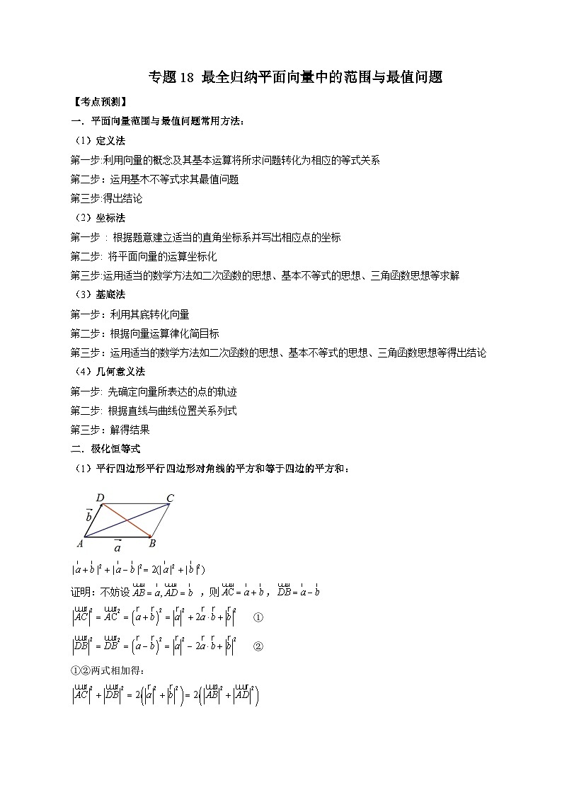 专题18 最全归纳平面向量中的范围与最值问题(原卷版)第1页