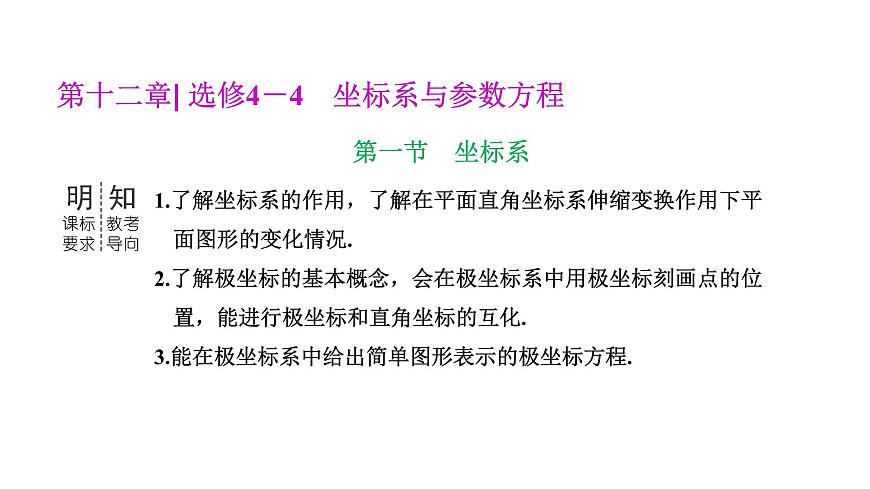備戰(zhàn)2024高考一輪復(fù)習(xí)數(shù)學(xué)（理） 第十二章 選修4－4 坐標(biāo)系與參數(shù)方程 第一節(jié) 坐標(biāo)系課件PPT第1頁