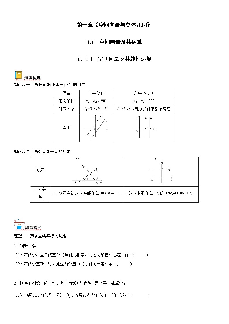 【暑假提升】(人教A版2019)数学高一(升高二)暑假-2.1.2《两条直线平行和垂直的判定》讲学案(必修1)01