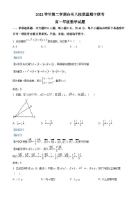 浙江省台州八校联盟2022-2023学年高一数学下学期期中联考试题（Word版附解析）