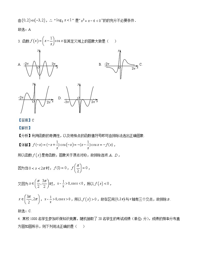 天津市十二区重点学校2023届高三数学下学期毕业班联考(一)(Word版附解析) 试卷02